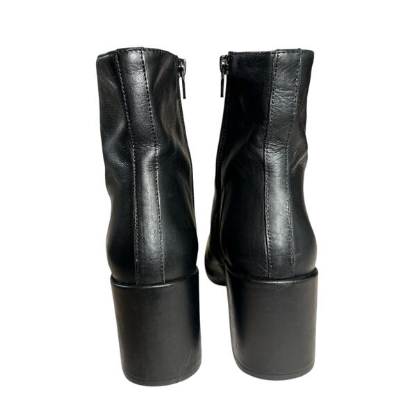 Free People Nicola Leather Square Toed Ankle Zip Block Heeled Boot Black 36 US 6 - Picture 4 of 12